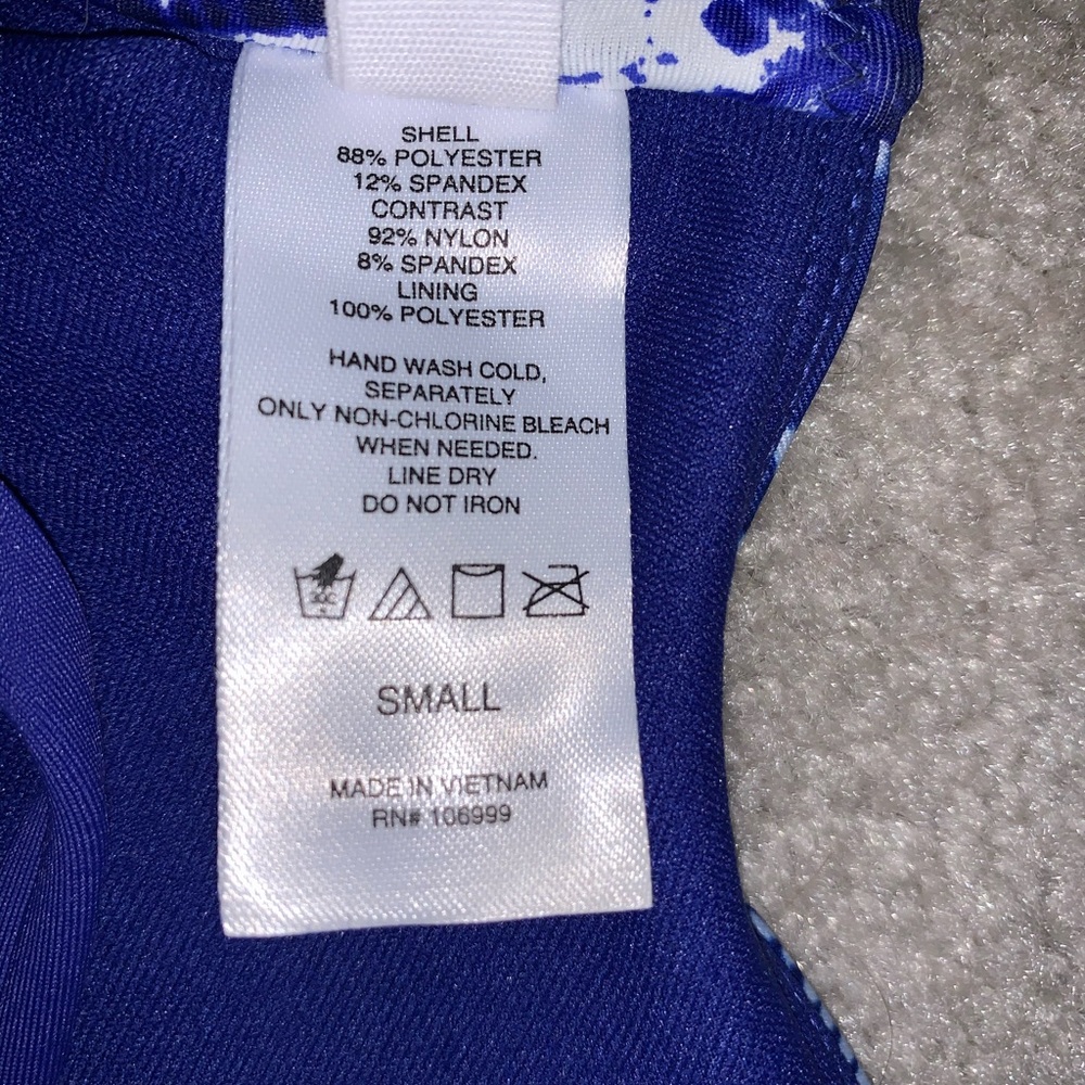 Blue Patterned High Neck Bikini Top - Picture 4 of 4